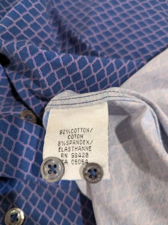 Men’s Bugatchi OoohCotton Button Down Stretch Performance Shirt Sz L - Picture 6 of 6